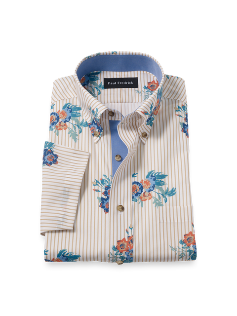 Cotton Buttondown Collar Poplin Classic Contrast Trim Hemmed Sleeve Short Sleeve Shirt
