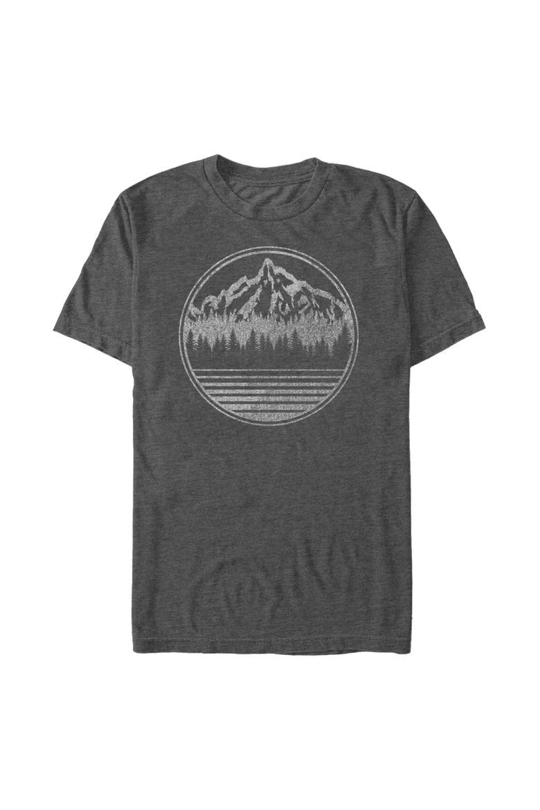 Men's Distressed Mountain Badge Short Sleeve Graphic T-shirt, Main, color, Charcoal Heather