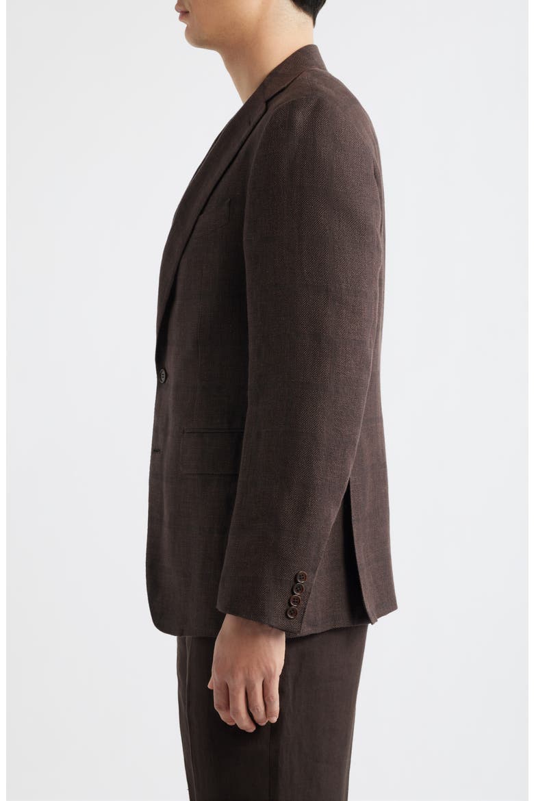 Capri Trim Fit Brown Check Jacquard Linen & Wool Sport Coat, Alternate, color, DARK BROWN