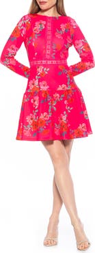 Alexia Admor Alexa Floral Long Sleeve Fit & Flare Dress