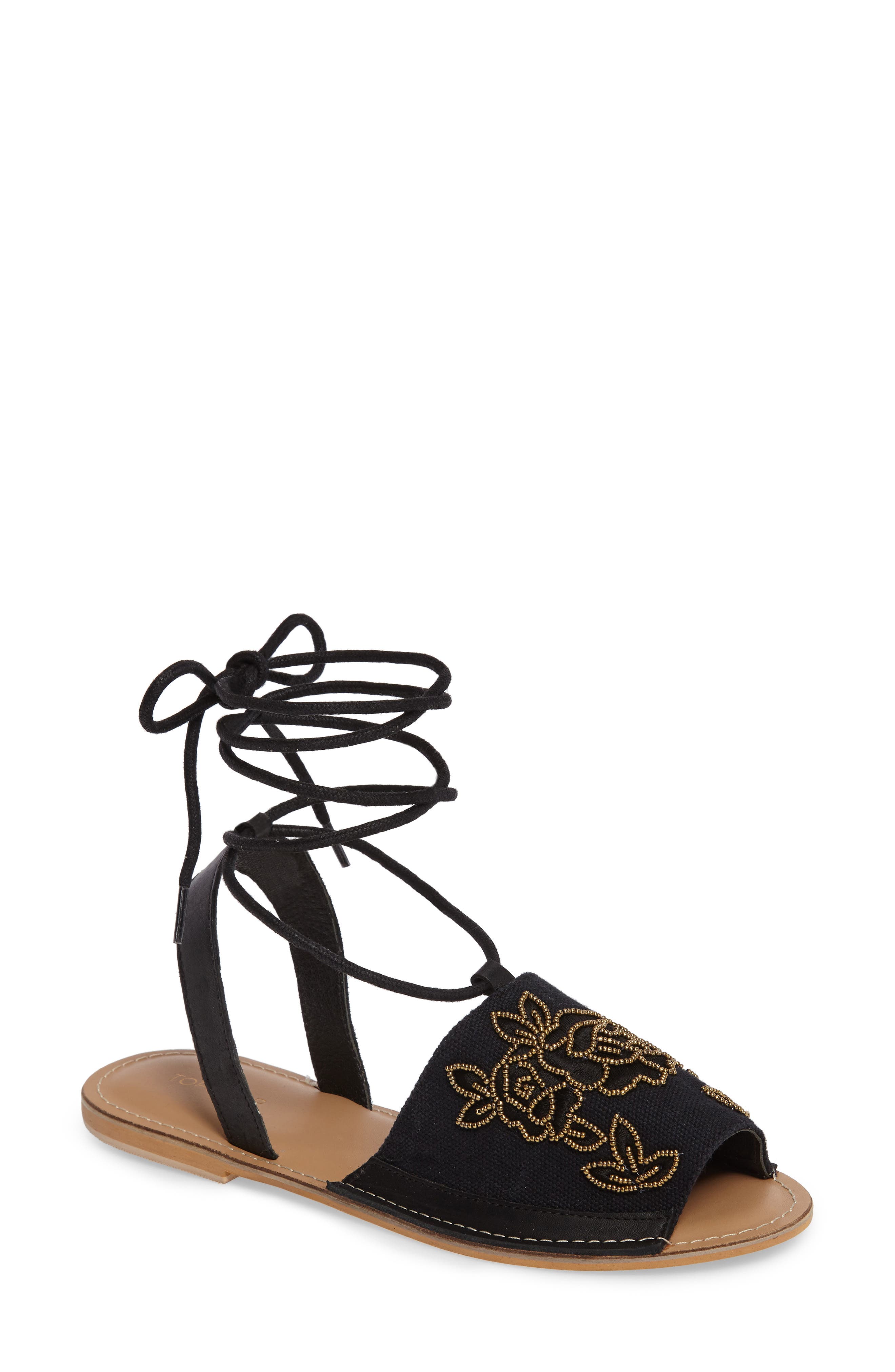 Topshop Halle Embroidered Sandal, Main, color, 
