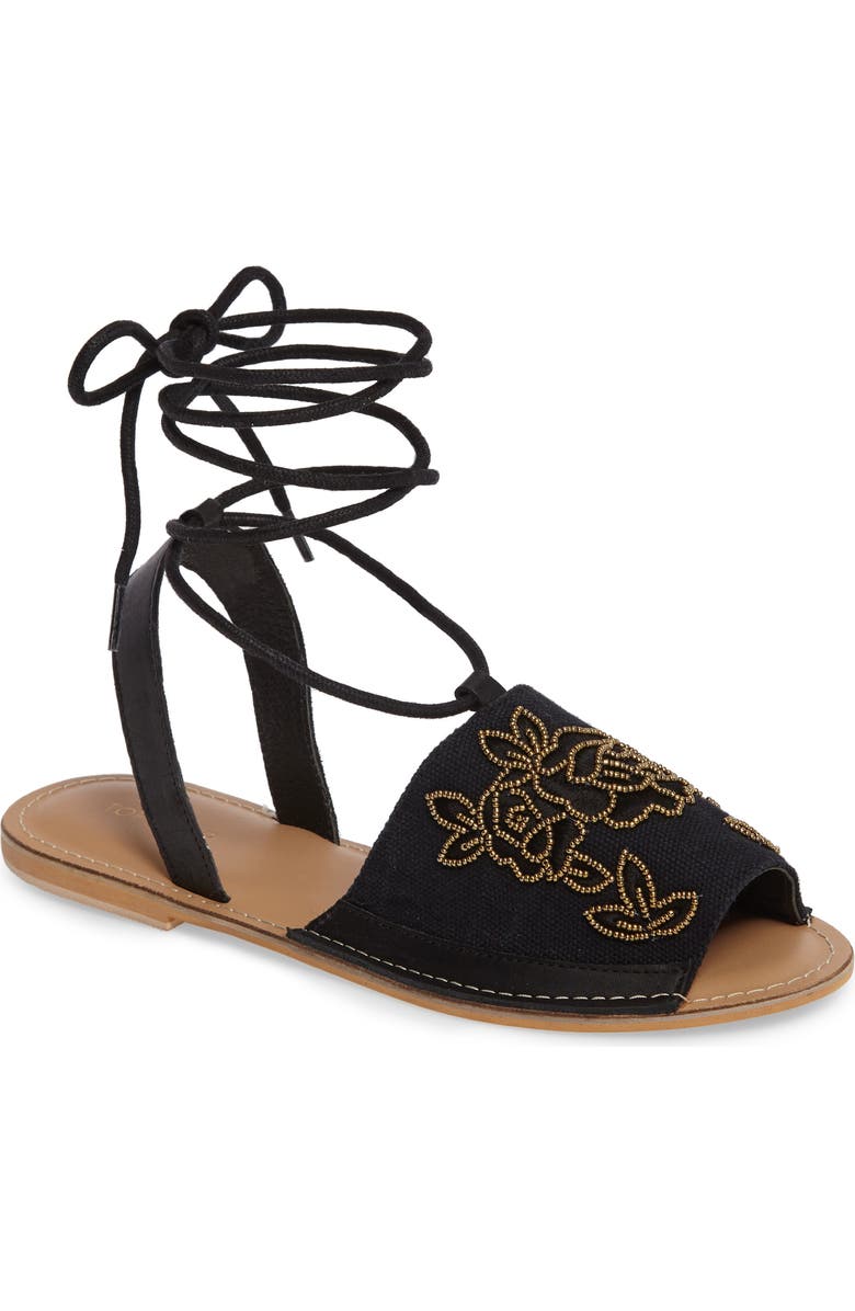 Topshop Halle Embroidered Sandal, Main, color,