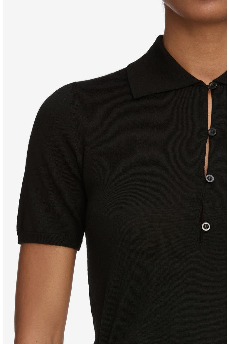 The Smart Merino Wool Polo Sweater, Alternate, color, BLACK