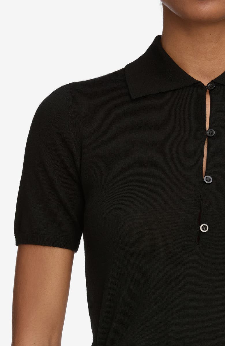 FRAME The Smart Merino Wool Polo Sweater, Alternate, color, Black