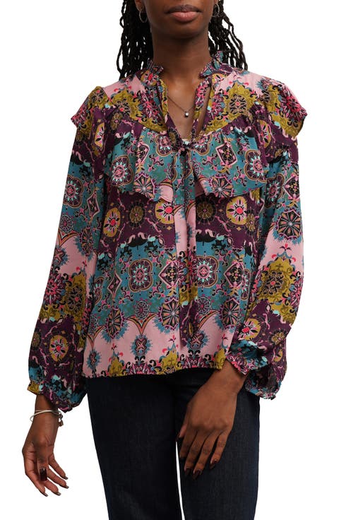 Capelet Neck Tie Front Top
