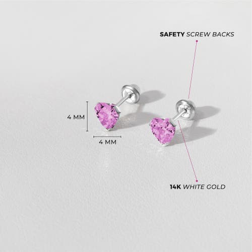 In Season Jewelry 14k Tiny Cubic Zirconia Heart Earrings In October