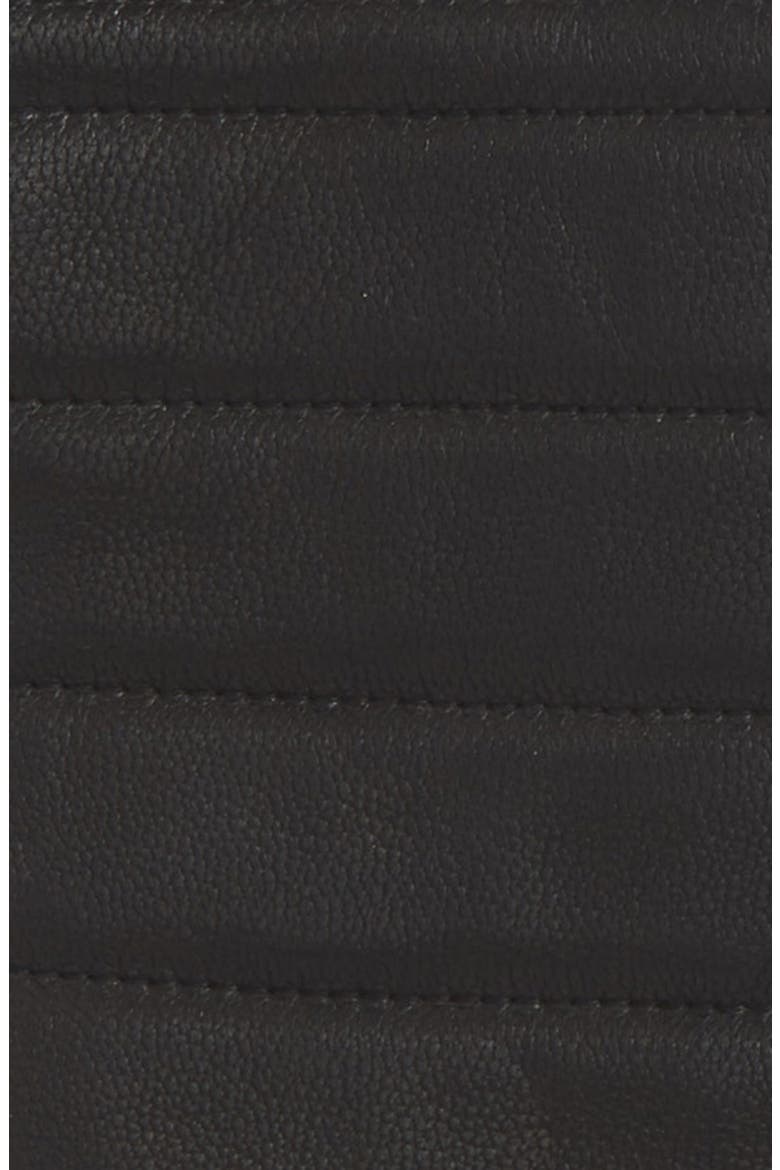 Quilted Leather Gloves with Faux Fur Lining, Alternate, color, BLACK