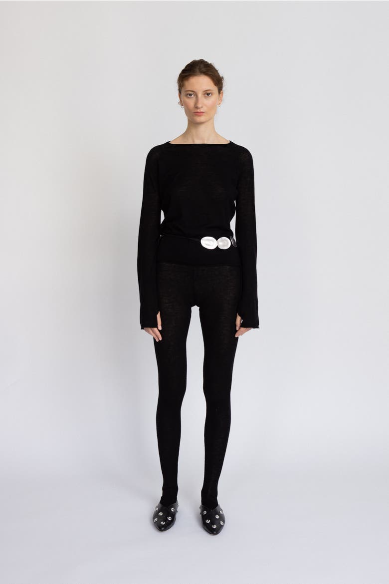 Merino Wool Sheer Top, Alternate, color, Black