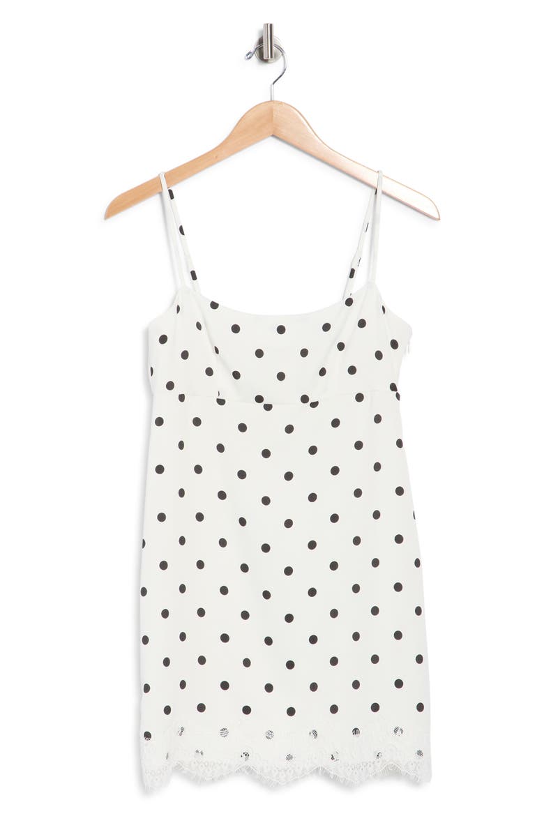 Lace Trim Minidress, Main, color, IVORY POLKA DOT