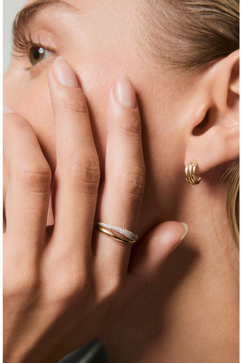 Open Dôme Pavé Ring, Alternate, color, Yellow Salmon Gold