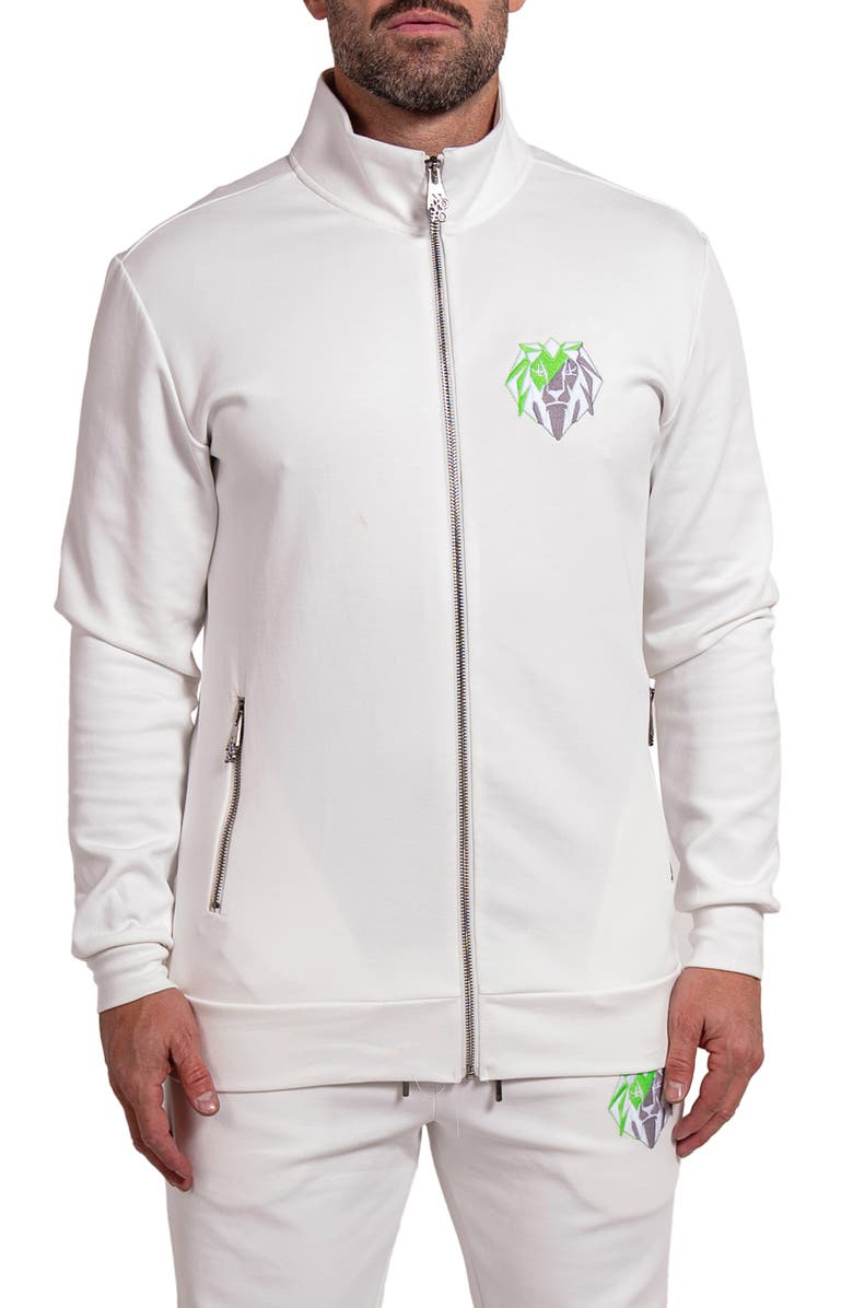Maceoo Zipper Ascension89 White Knit Track Jacket, Main, color, 