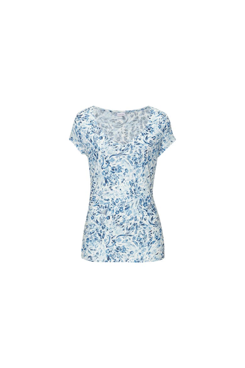 Floral Ruched V-Neck Top, Alternate, color, Blue Floral