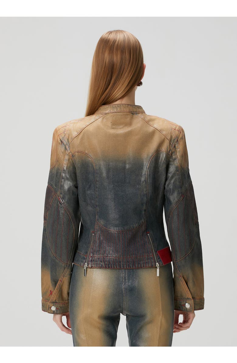 PCFG Pure Cotton Faded Motorcycle Denim Jacket, Alternate, color, Blue