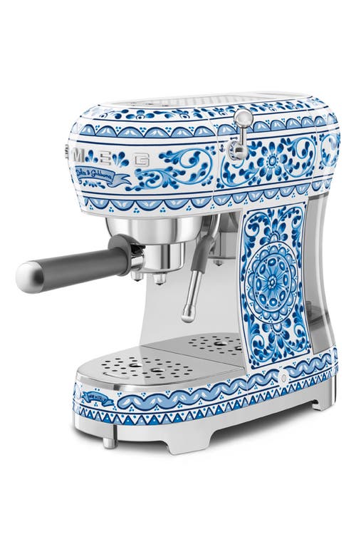 Smeg Dolce & Gabbana 50's Retro Style Aesthetic Blu Mediterraneo Espresso Coffee Machine In Blu Mediterraneo