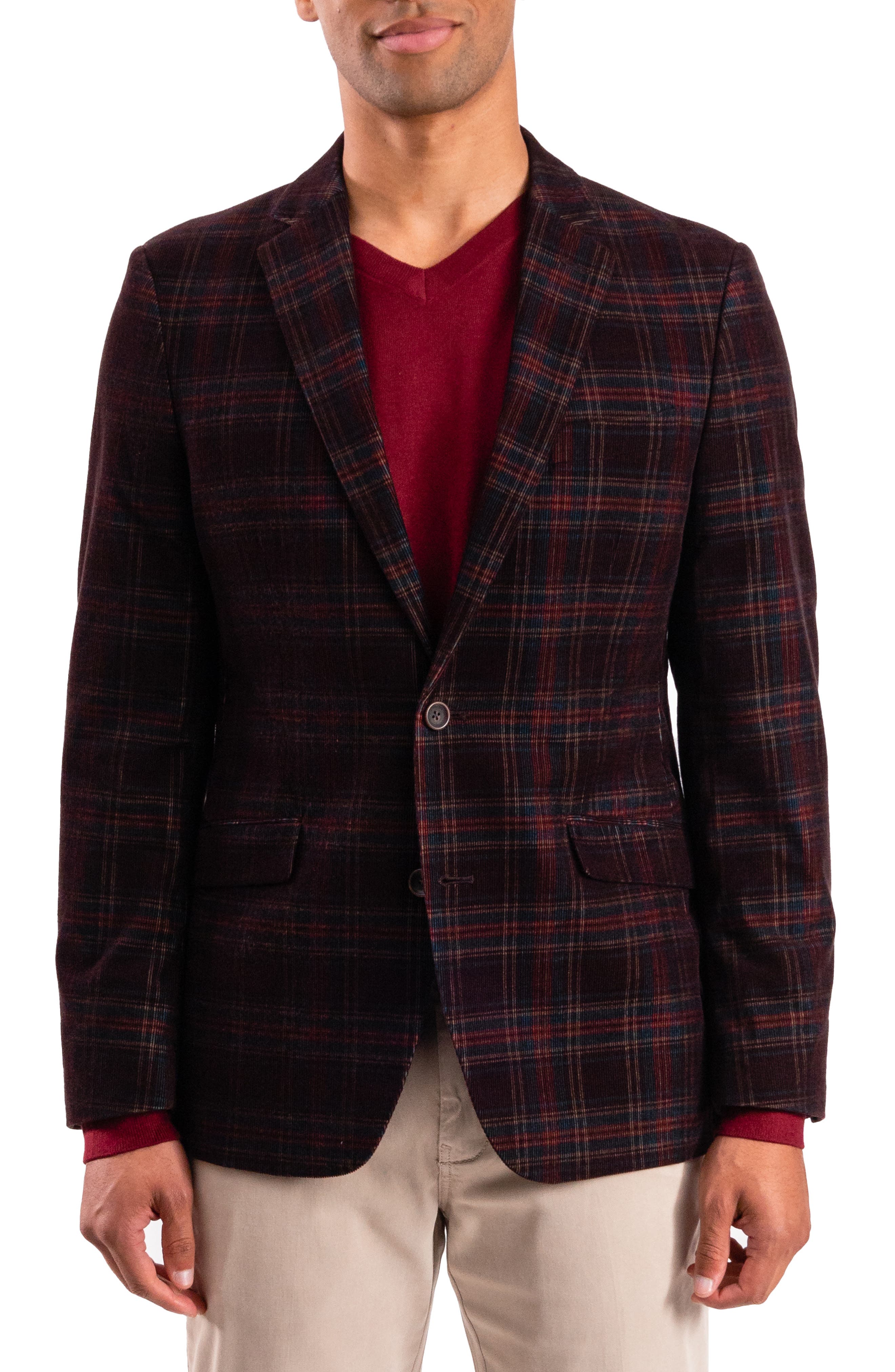 SAVILE ROW CO Brown Plaid Corduroy Sport Coat