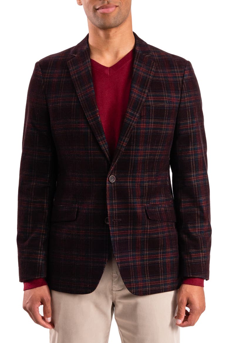 Brown Plaid Corduroy Sport Coat, Main, color, BROWN
