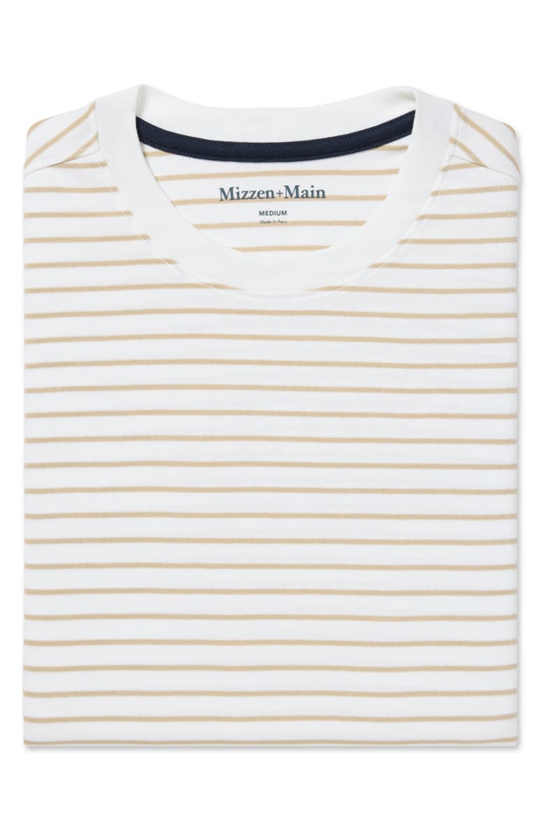 Mizzen+Main Palmer Stripe Pima Cotton T-Shirt, Alternate, color, White Khaki Stripe