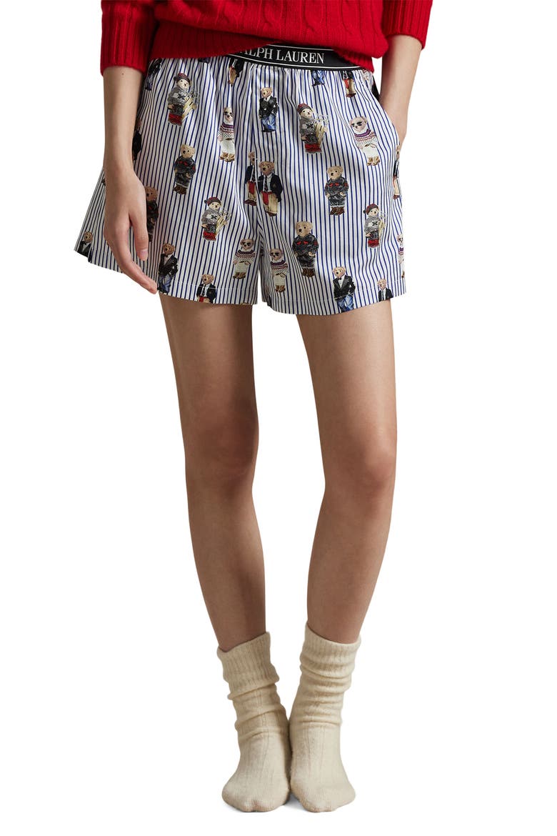 Cotton Boxer Pajama Shorts, Main, color, SNOWFALL BLUE