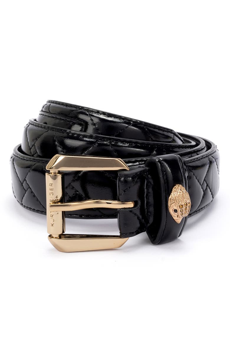 Kurt Geiger London Kensington Quilted Patent Leather Belt, Main, color, 