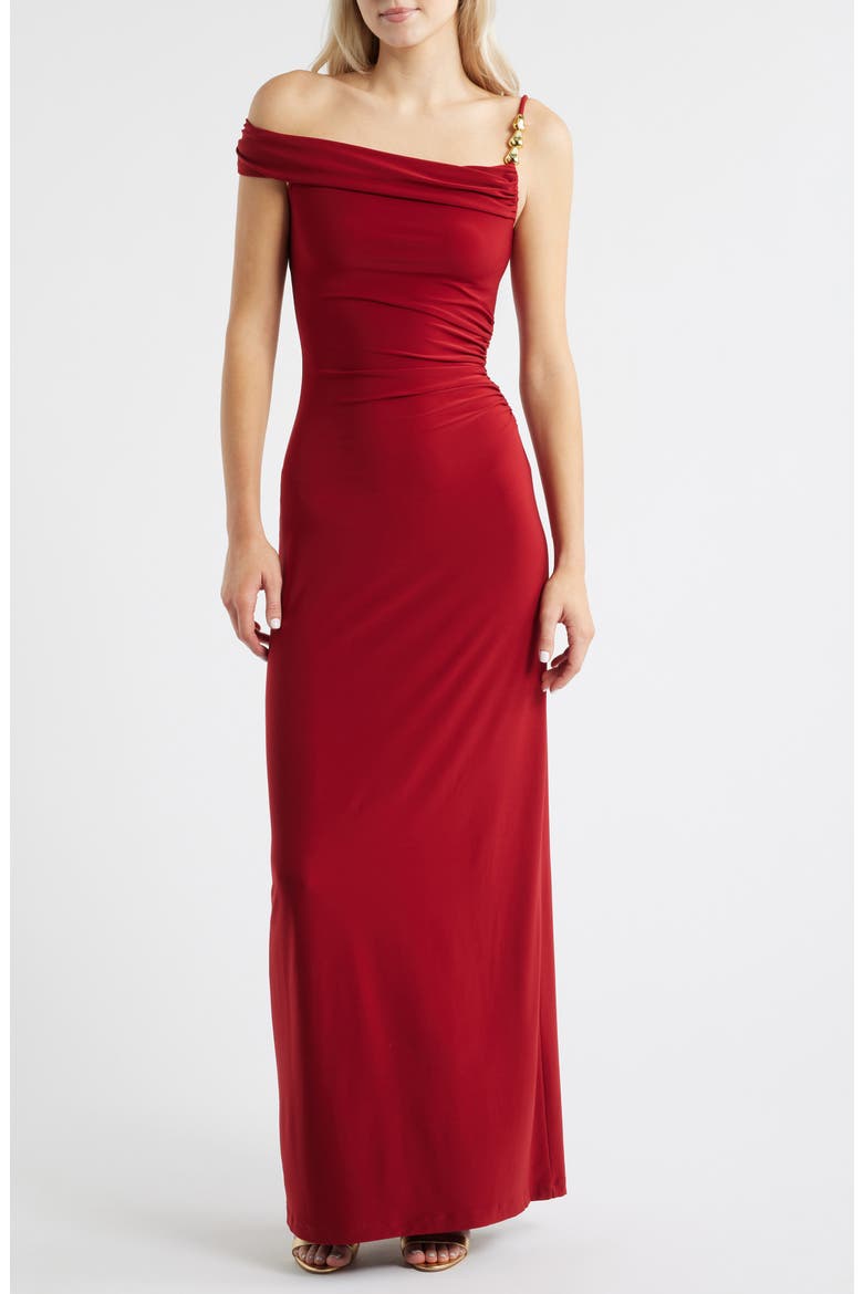 Lilibet Off the Shoulder Maxi Dress, Main, color, WINERY