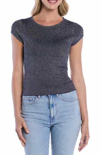 Metallic Cap Sleeve Sweater