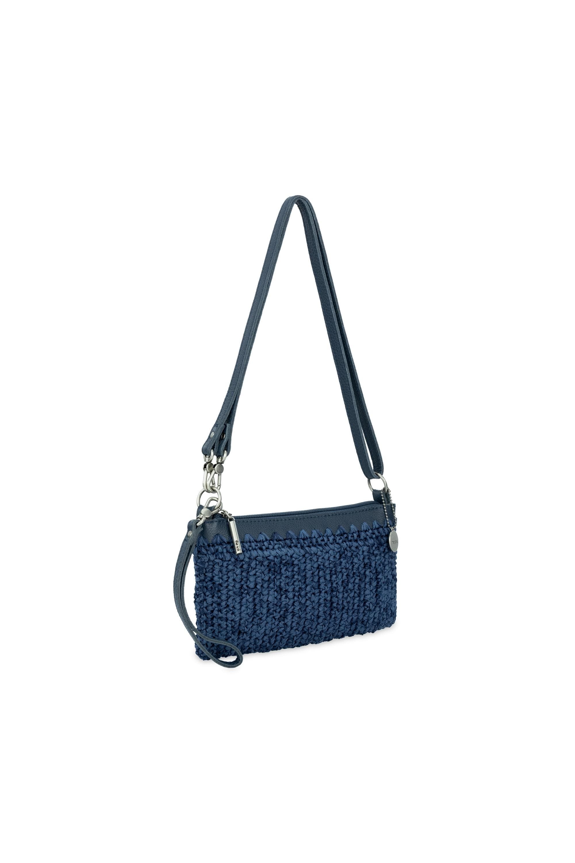 Vita Hand Crochet Crossbody Wristlet, Alternate, color, Denim Tonal Straw