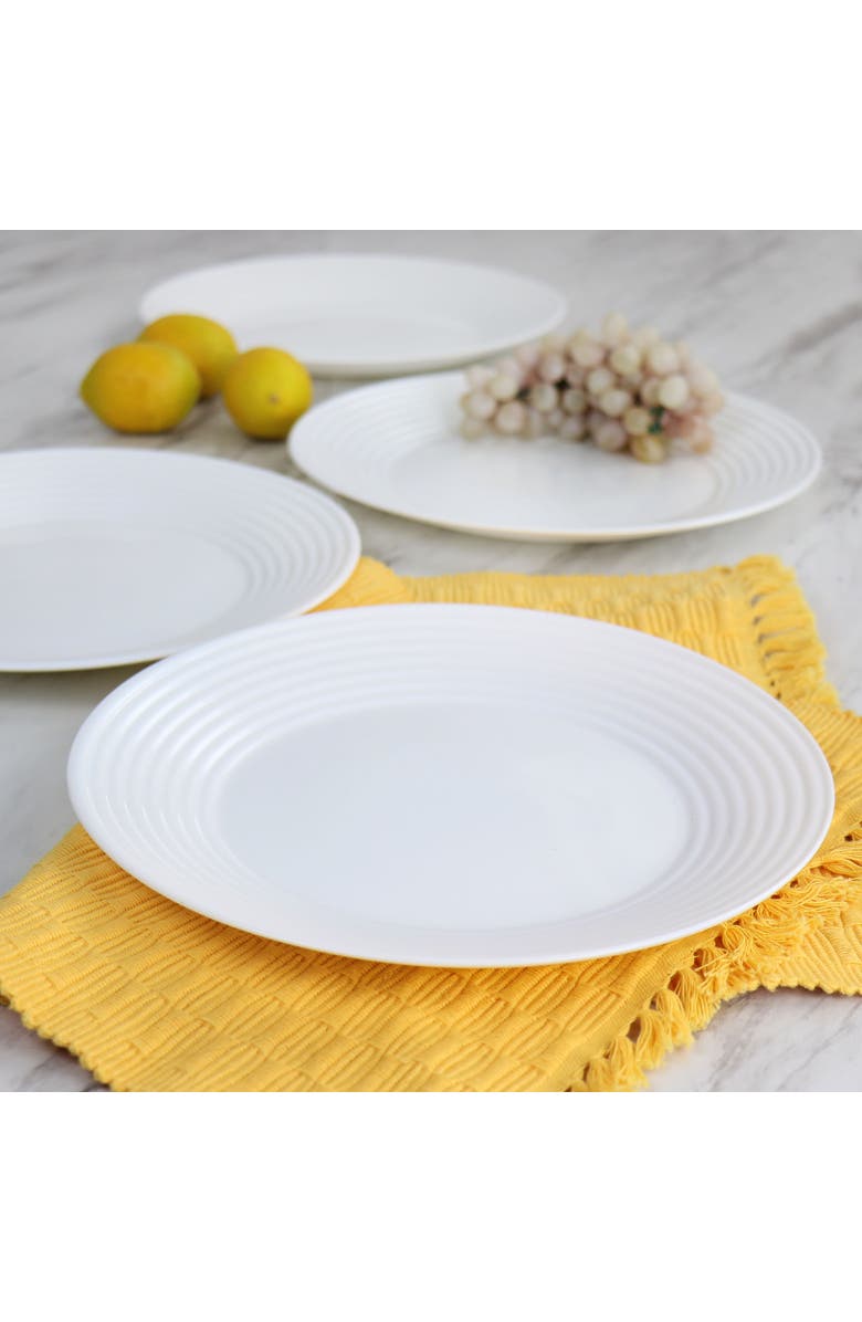 Gibson Ultra Ultra Patio 4 Piece Tempe Opal Glass Dinner Plate Set, Alternate, color, White