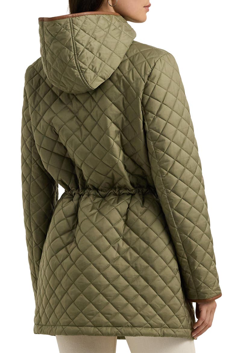 Crest Logo Quilted Coat, Alternate, color, OLIVE FERN