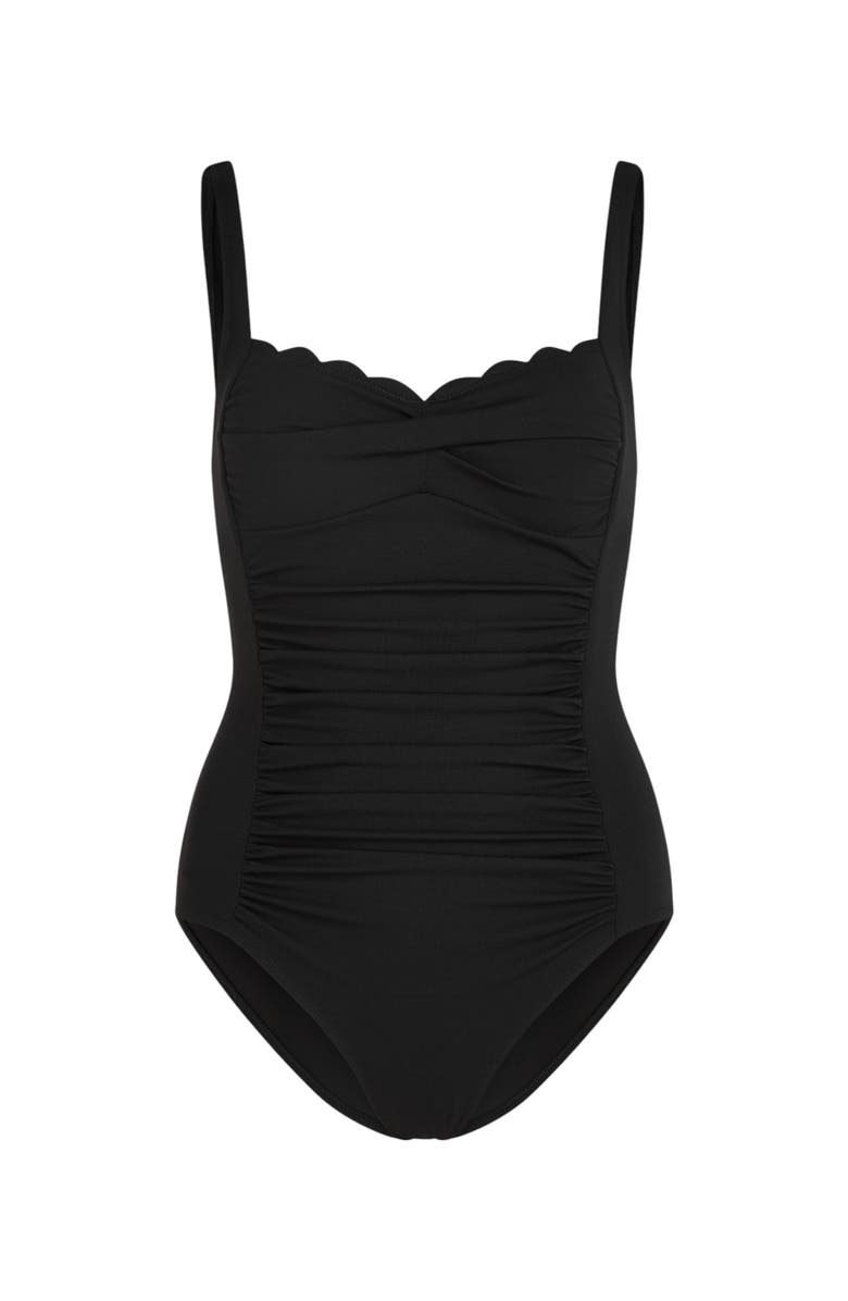 Hunkemöller Shaping Scallop Swimsuit, Alternate, color, Caviar