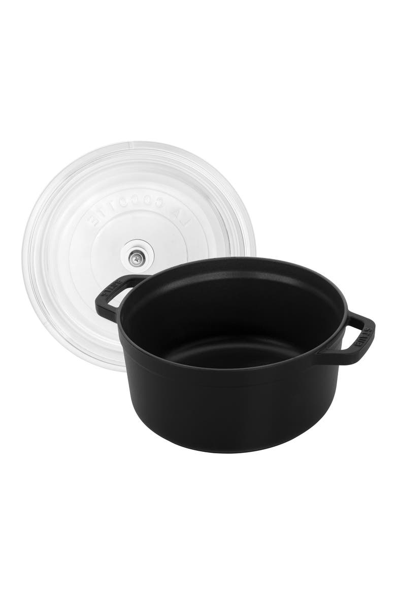 4-Quart Enameled Cast Iron Dutch Oven with Glass Lid, Alternate, color, BLACK