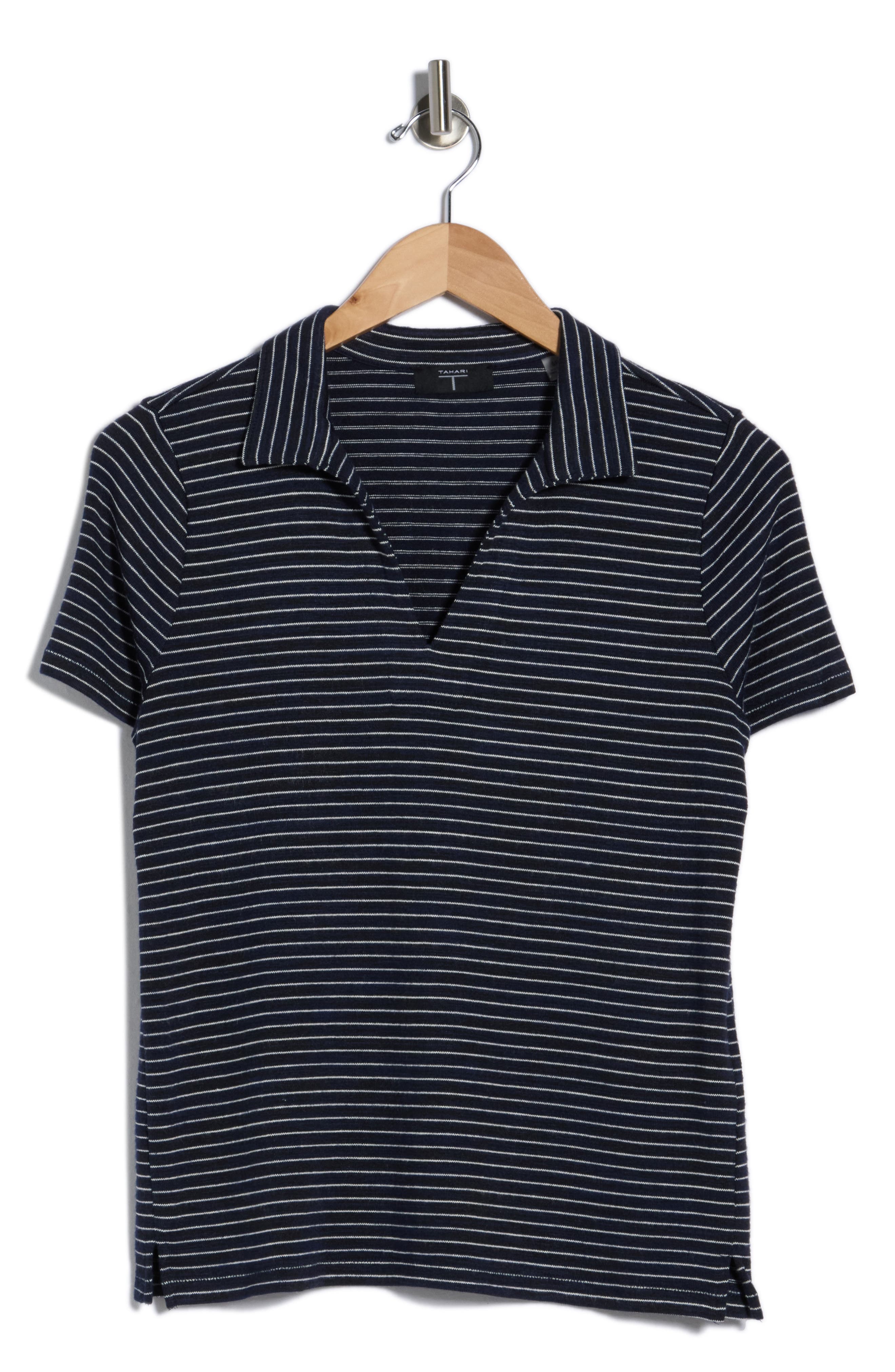 T Tahari Pinstripe Short Sleeve Top