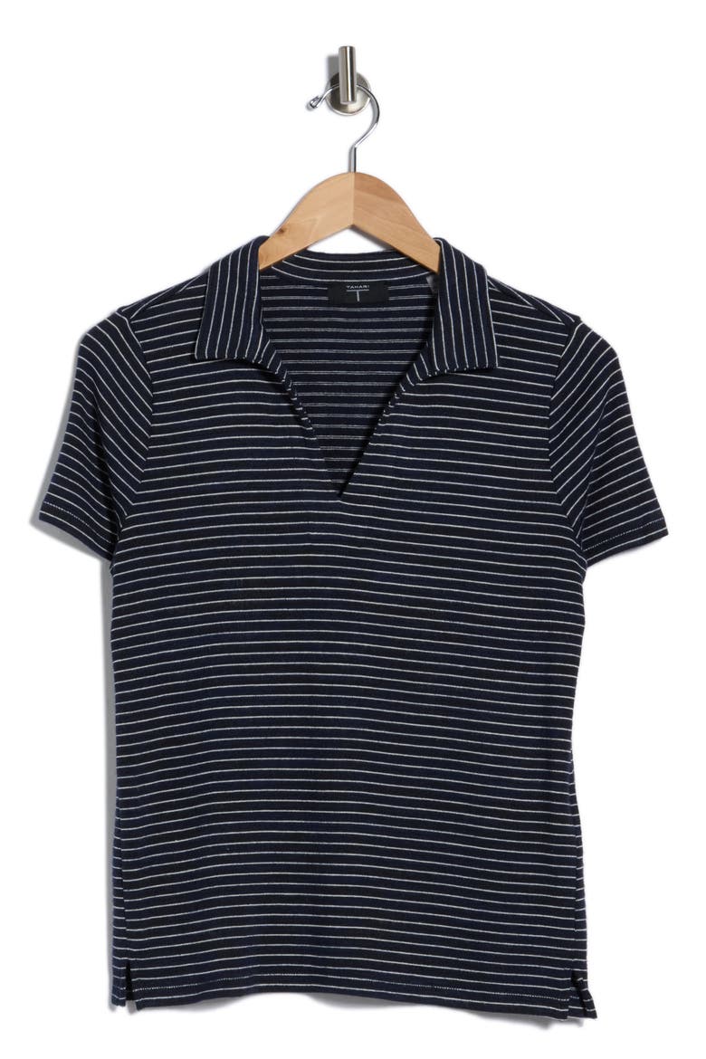 Pinstripe Short Sleeve Top, Alternate, color, NAVY/ WHITE