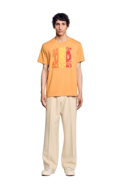 Sandro Wave Print Cotton T-shirt In Mandarin.