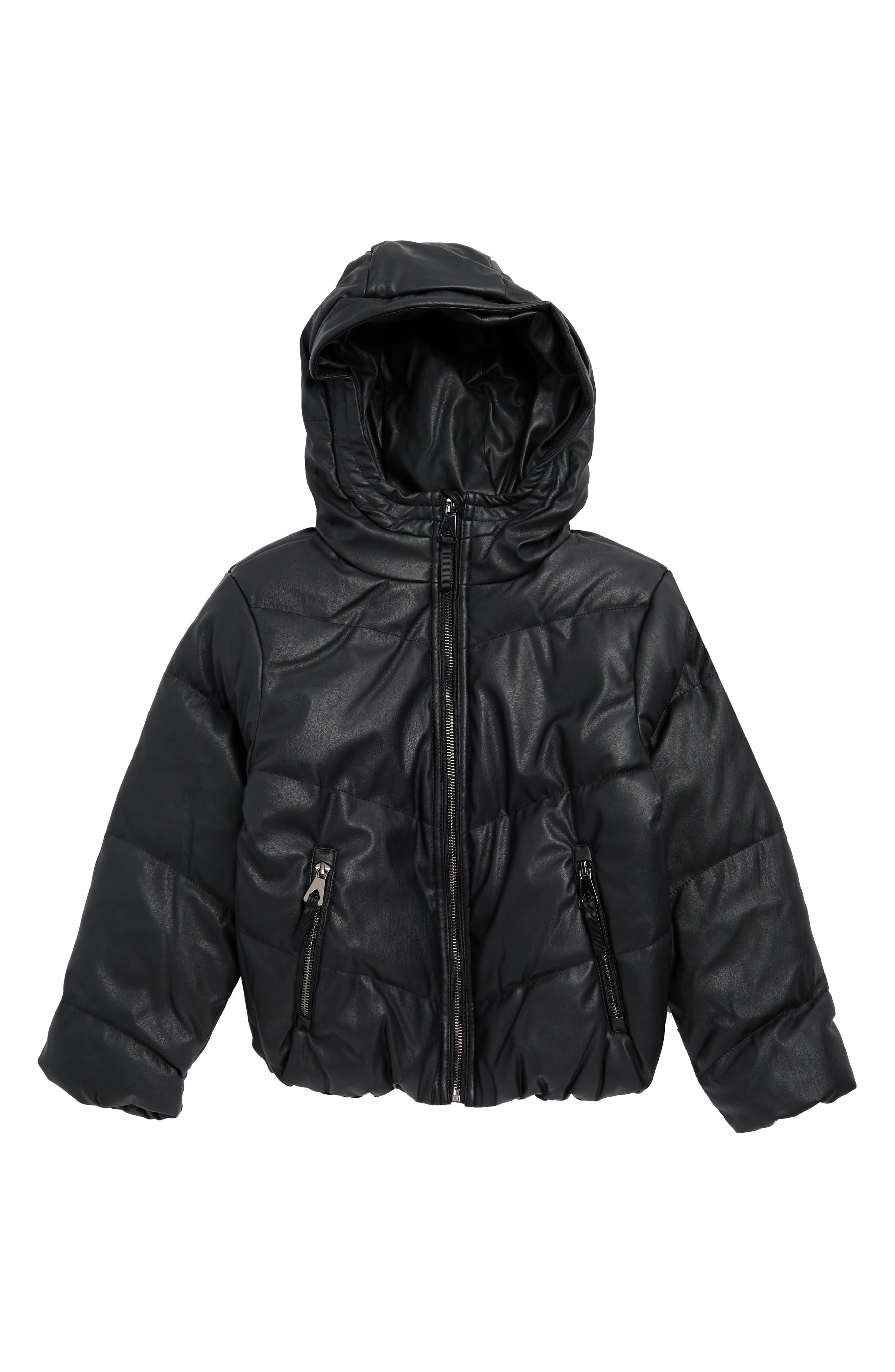 Urban Republic Kids' Faux Leather Hooded Puffer Jacket