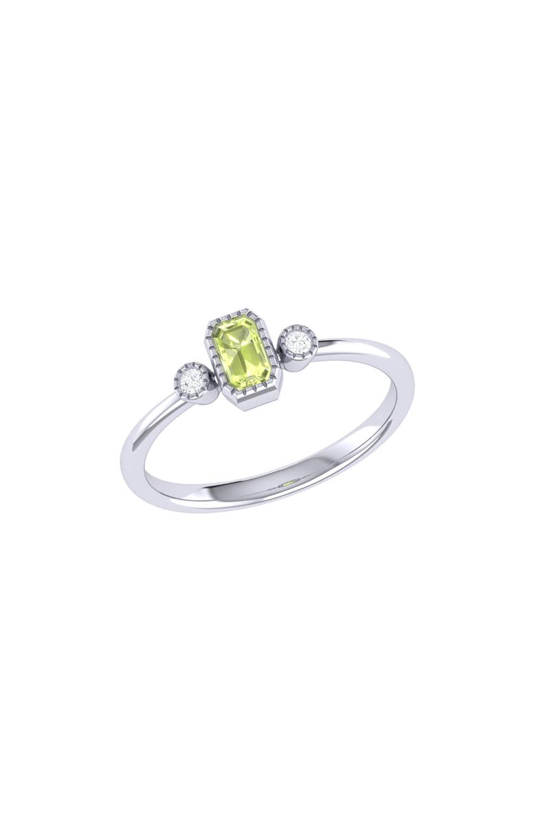 LuvMyJewelry La Vie Emerald Cut Peridot & Diamond Ring - 0.04ct., Main, color, 14K White Gold/ Green