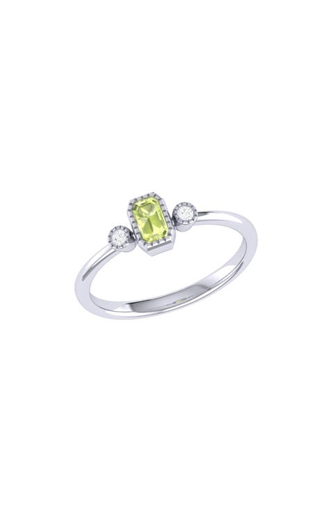 La Vie Emerald Cut Peridot & Diamond Ring - 0.04ct.