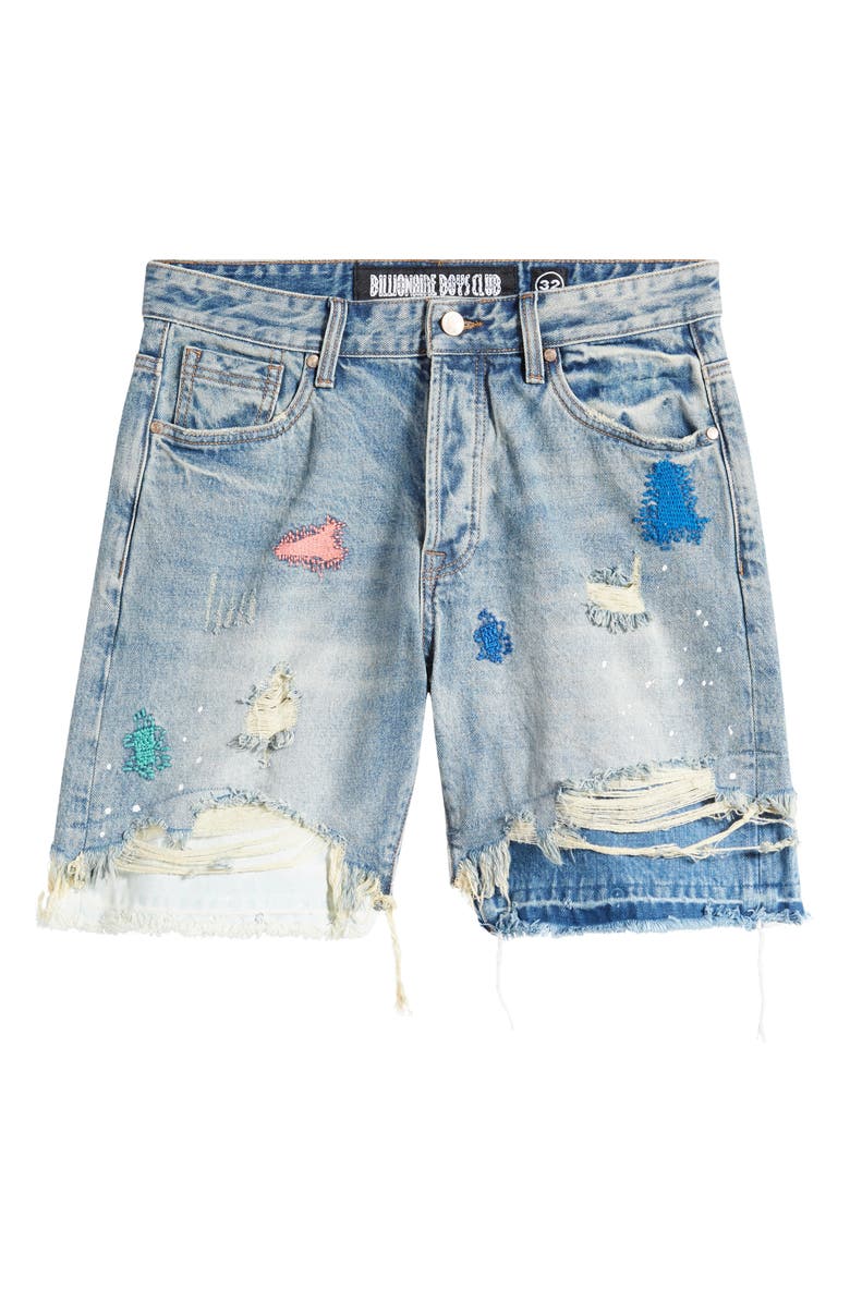 Billionaire Boys Club Horizon Distressed Denim Shorts, Alternate, color, 