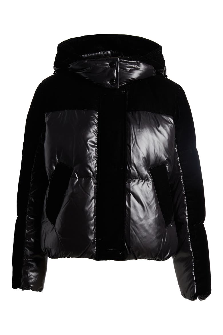 Hooded Quilted Down Puffer Jacket, Alternate, color, BLACK