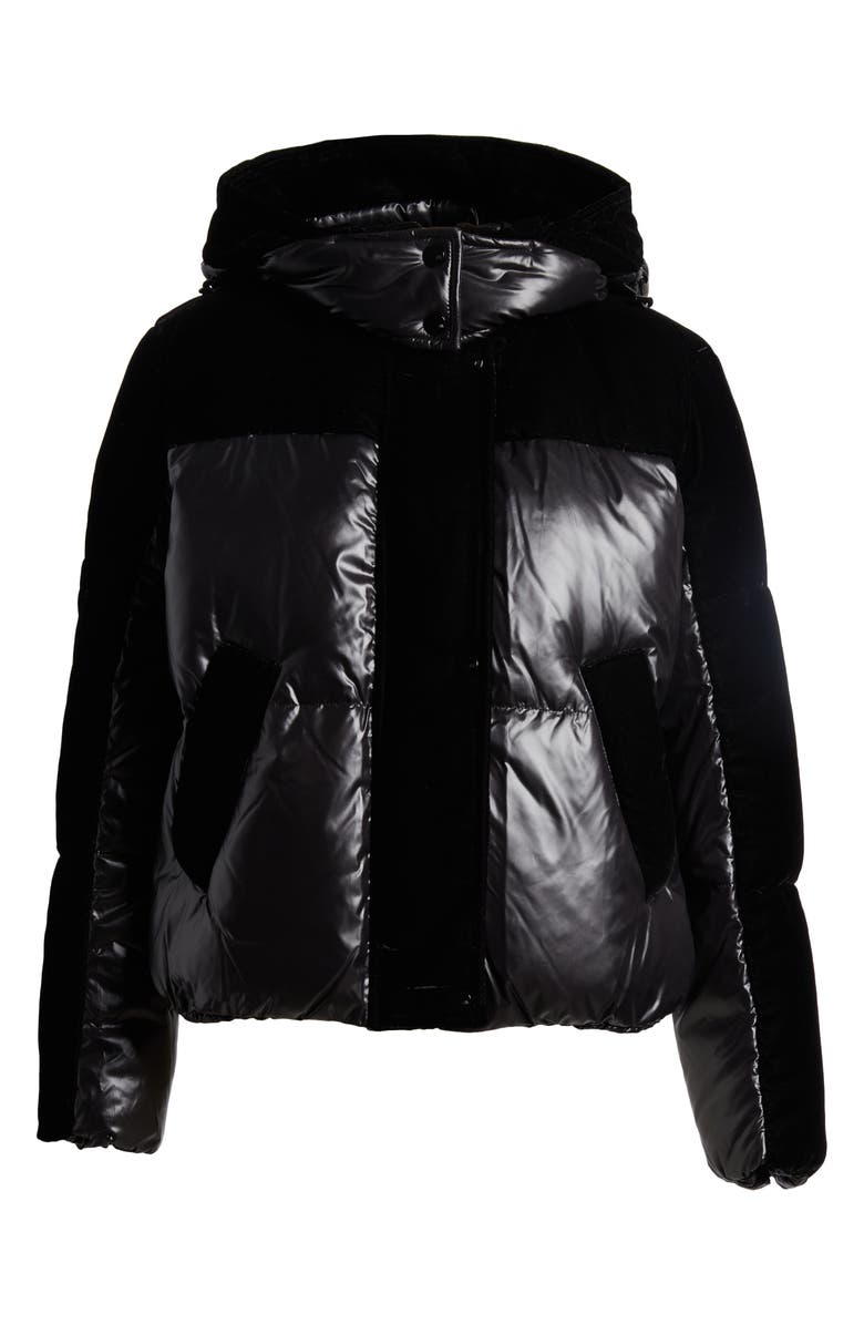 Andrew Marc Hooded Quilted Down Puffer Jacket, Alternate, color, Black
