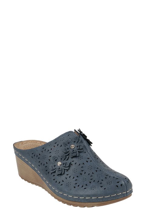 Krista Flower Cutout Wedge Mule (Women)