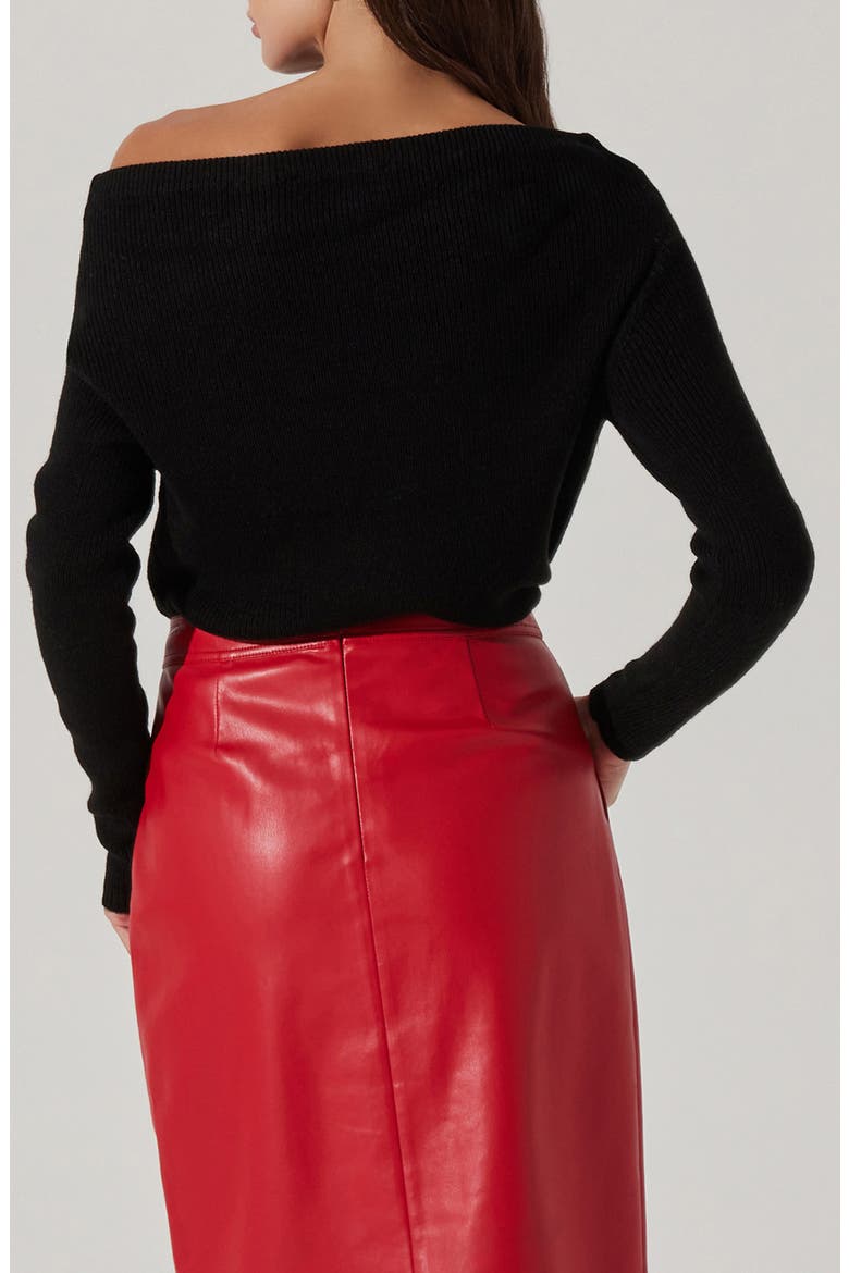 One-Shoulder Rib Sweater, Alternate, color, BLACK