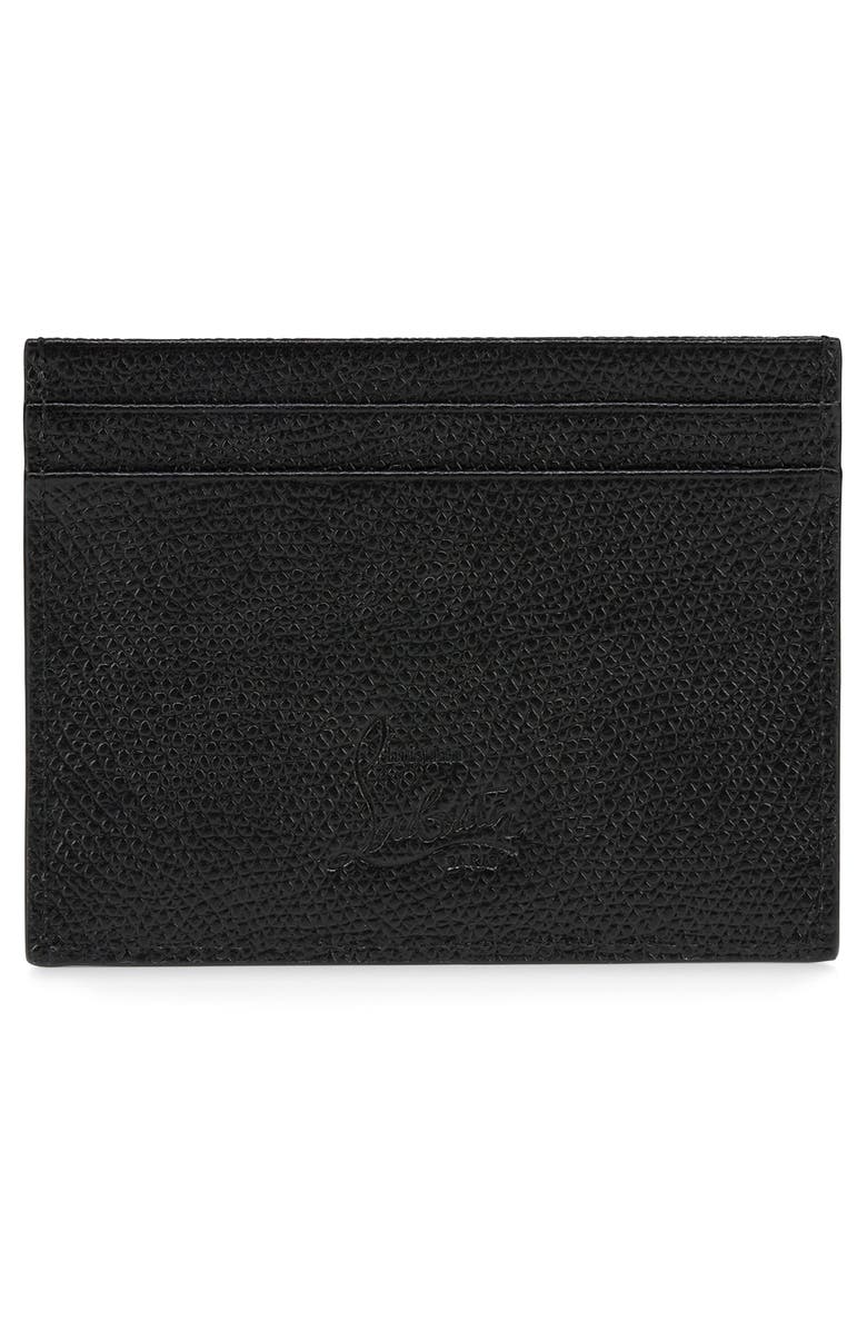 Christian Louboutin Mooncrest Leather Card Case, Alternate, color, Black