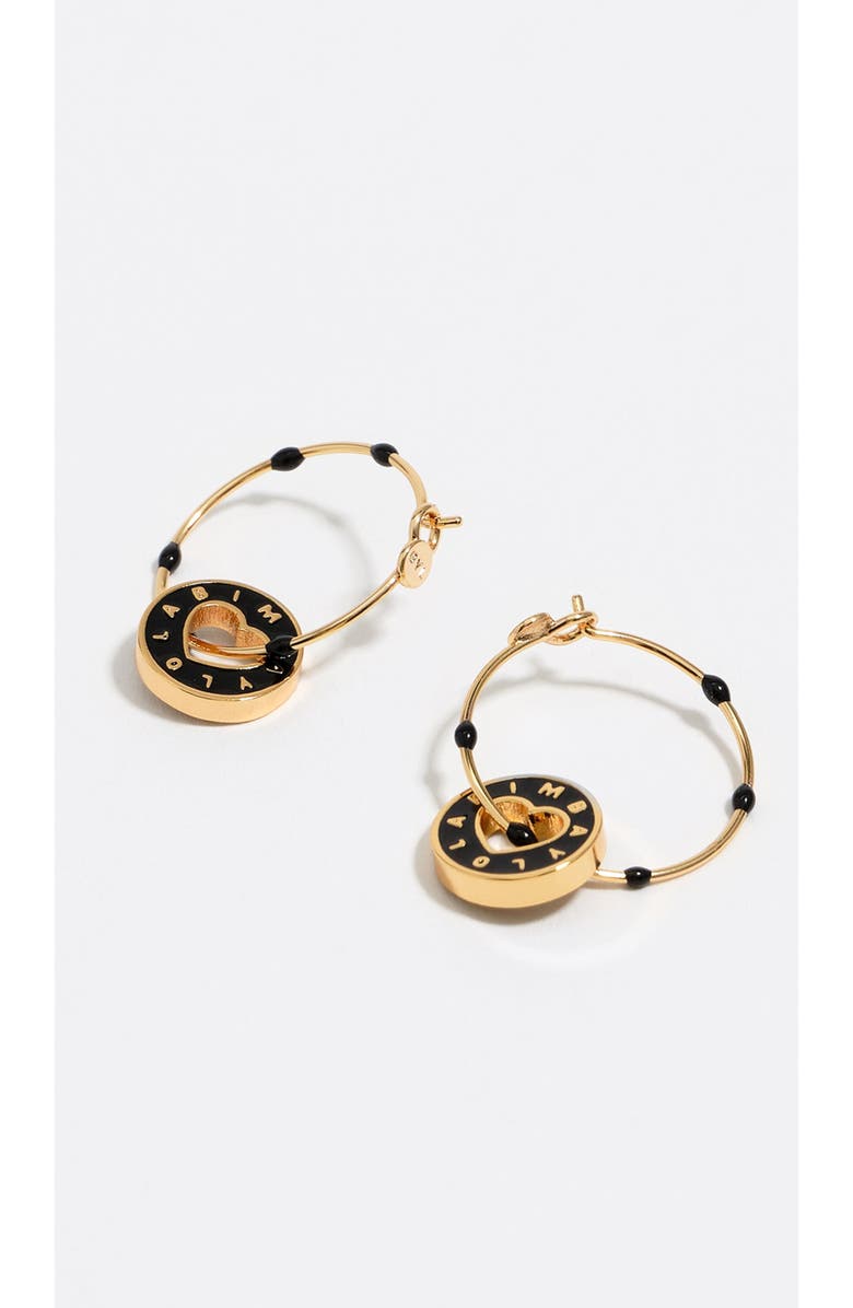 Bimba y Lola Hoop Earrings With Logo, Alternate, color, Black