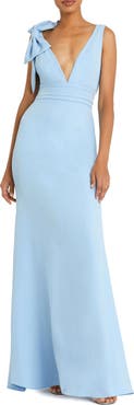 Mac Duggal Sleeveless V Neck Bow Detail Mermaid Gown