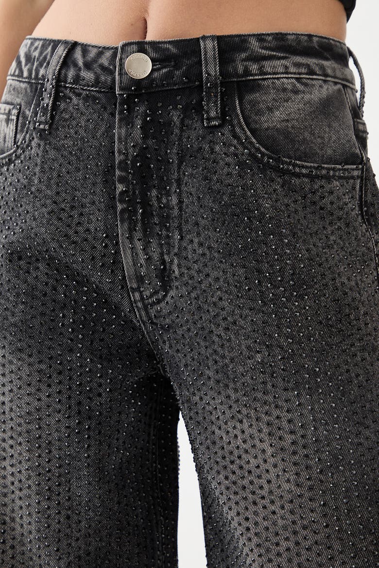Diamante Embellished Straight Leg Jeans, Alternate, color, Washed Black