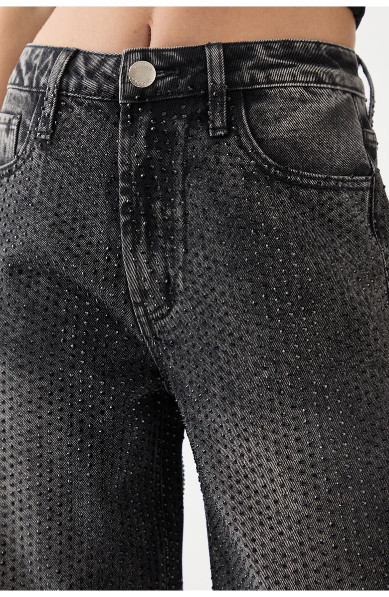 MissPap Diamante Embellished Straight Leg Jeans, Alternate, color, Washed Black