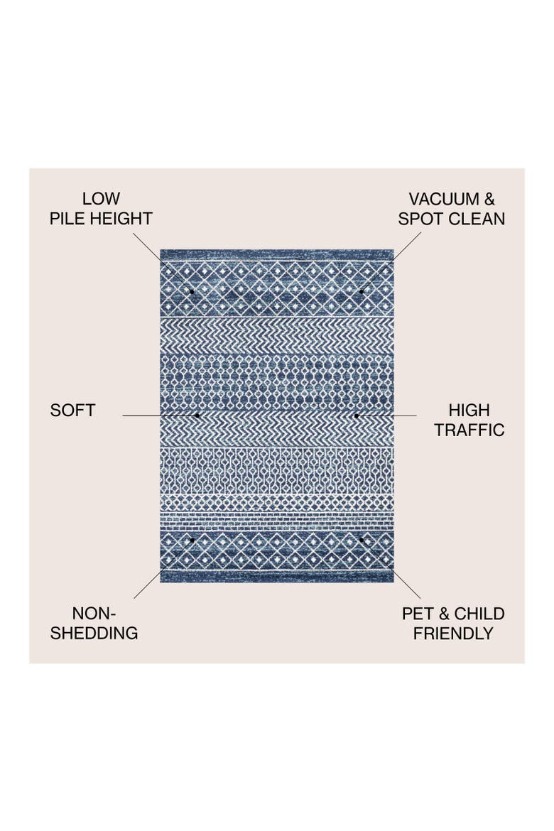 Arta Moroccan Vintage Geometric Area Rug, Alternate, color, Navy/Cream