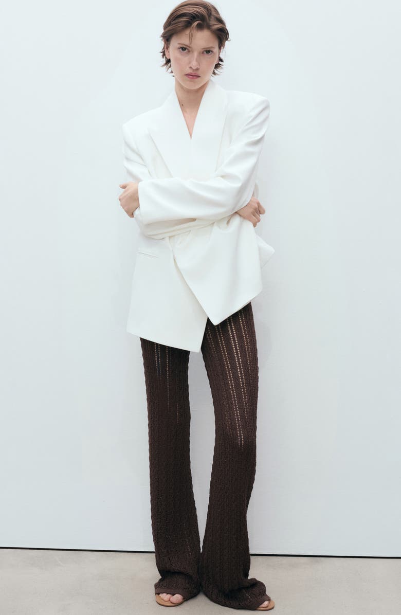 MANGO Openwork Knit Pull-On Straight Leg Pants, Alternate, color,