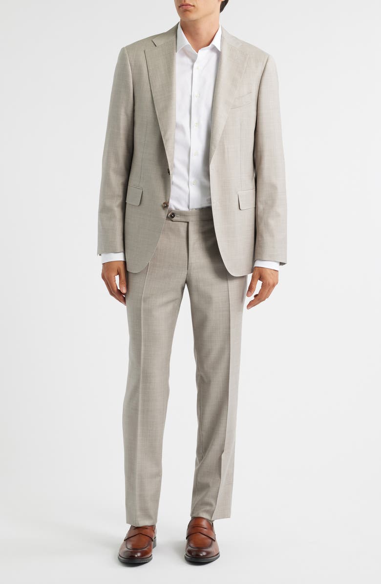 Canali Capri Trim Fit Tan Mélange Super 150s Wool Suit, Main, color, Beige