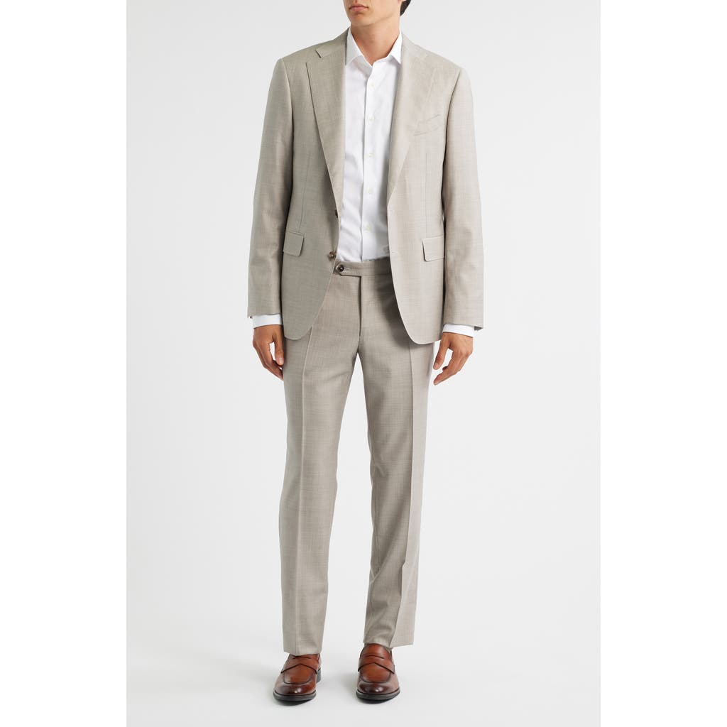 Canali Capri Trim Fit Tan Mélange Super 150s Wool Suit In Gray